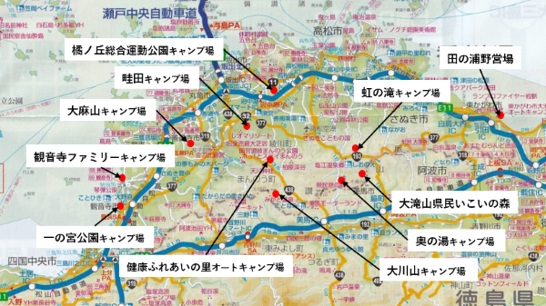 香川キャンプ場地図